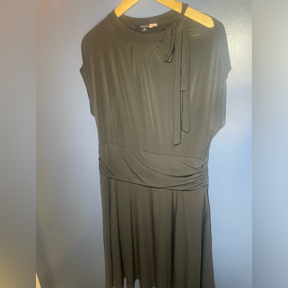 ModCloth Black Mid-Length Sleeveless Dress with Pussycat Bow/Pockets, Size 1X